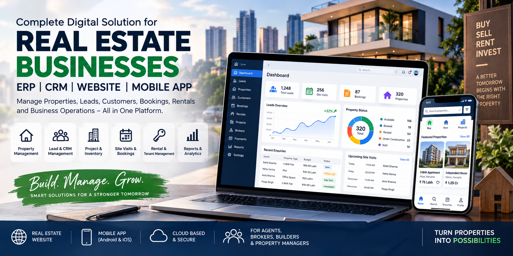 Real Estate & Property Management ERP Software in Hansi, Hisar & India | CRM, Website, Property & Rental Management