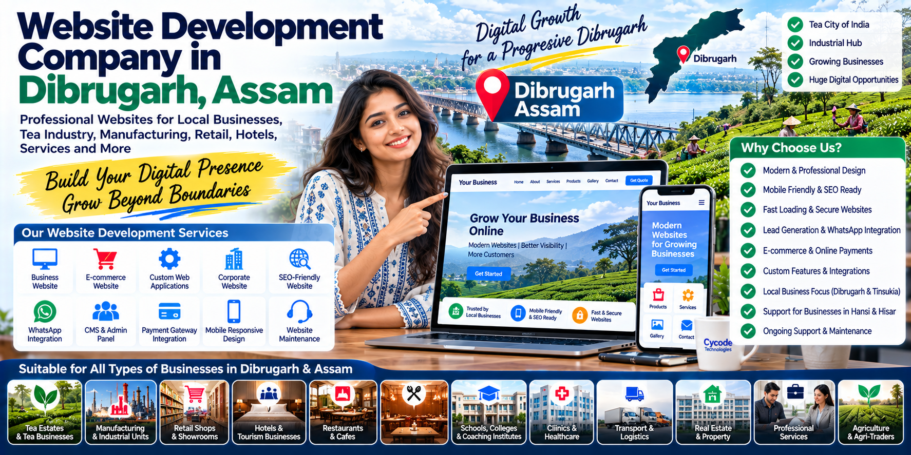 Looking for a website development company in Dibrugarh, Assam? Learn about business websites, eCommerce, custom web applications, SEO-ready websites and digital solutions.
